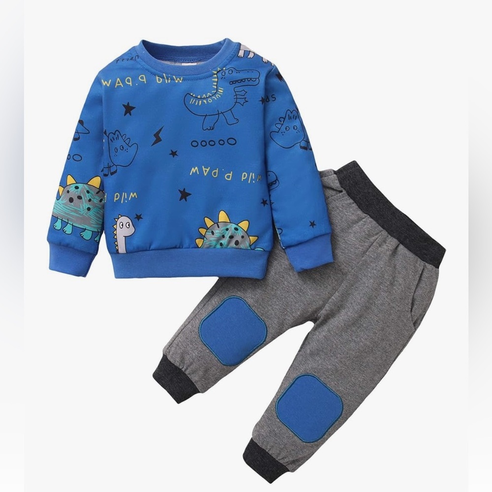 Blue and Gray Dinosaur Matching Set